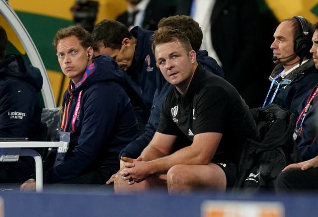 <p>New Zealand's Sam Cane after being show a red card in the World Cup final </p>